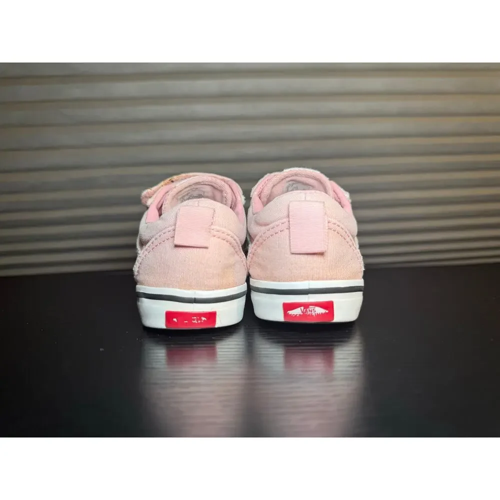 Vans Toddler Ward V Hook & Loop Pink Sneakers Size 10 Easy Slip On Straps